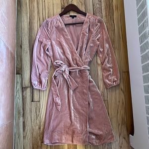 J Crew | Size 0, Wrap Dress in Drapey Velvet, Seashell Pink